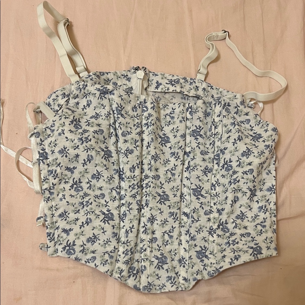 Blue Floral Corset